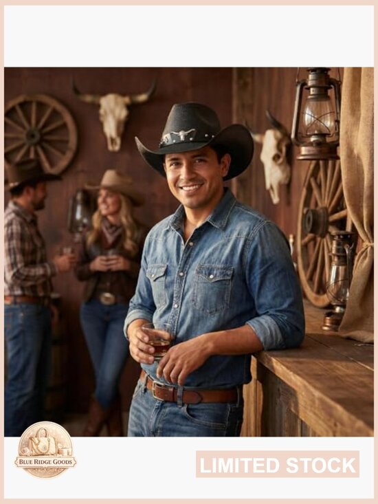 Straw Cowboy Hat with Metal Rivet Band Classic Western Wide Brim Two Sizes main image 5